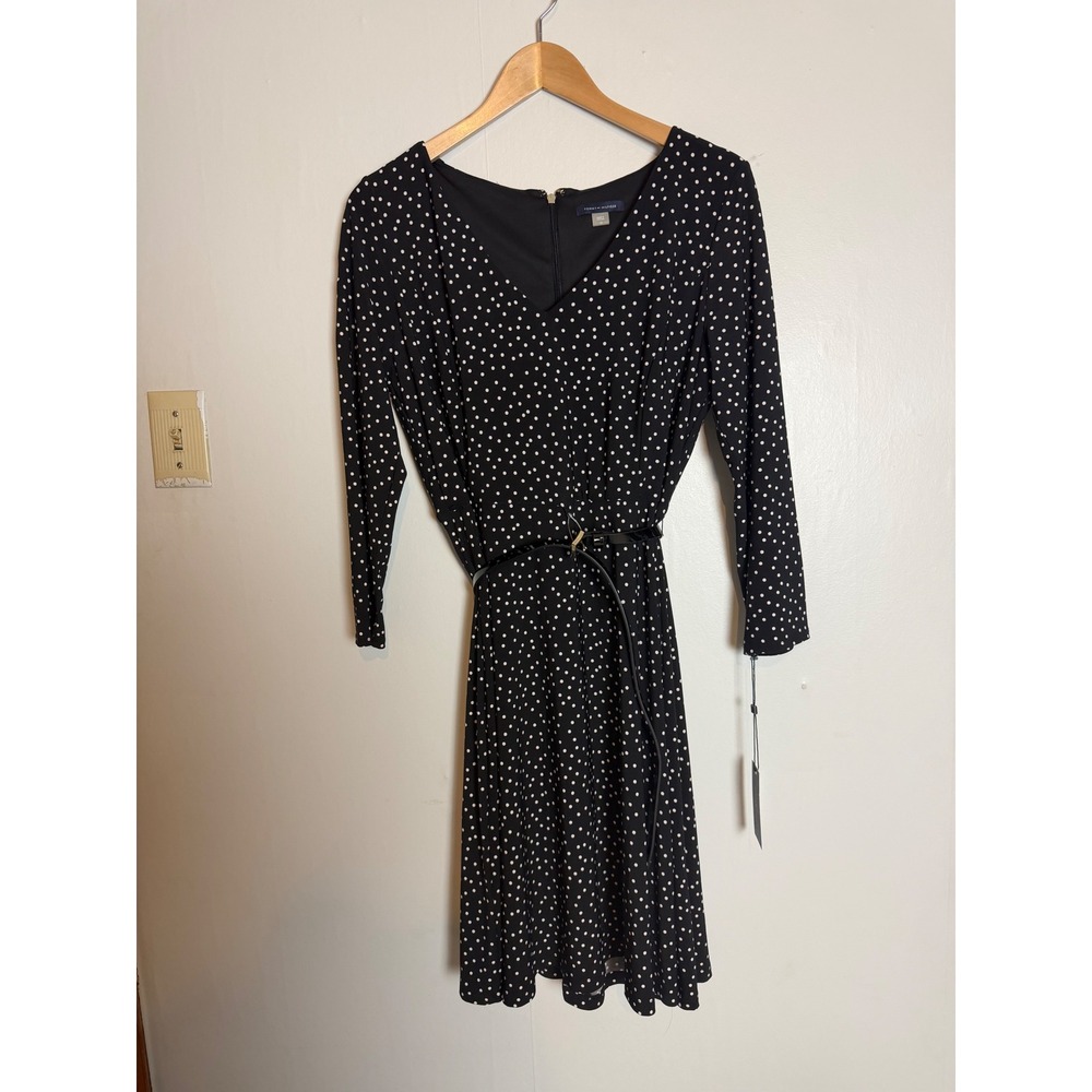 Tommy Hilfiger Polka Dot Belted Dress Black White old money garden hamptons 12